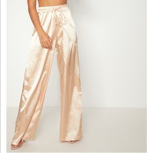 Pretty Little Thing Gold Satin Trousers